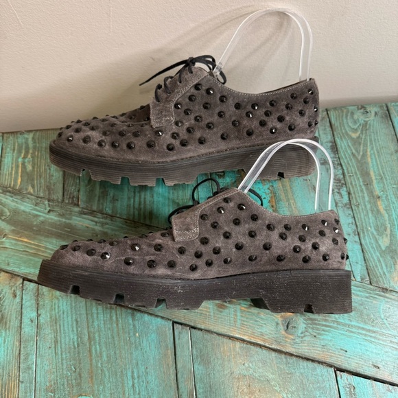 PERTINI Leather Shoes With Black Stones Size 39 Steampunk - Picture 3 of 12